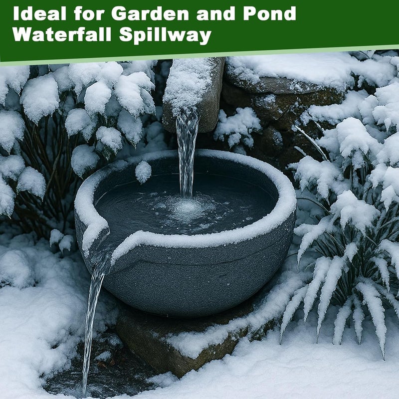 DoubleFill Spillway Bowl Fountain Basin Kit, 13.7 Inch Realistic Stone Resin Waterfall Spillway for Ponds, Gardens & Landscapes - Easy Install, Weather Resistant, No Pump Included - Image 5